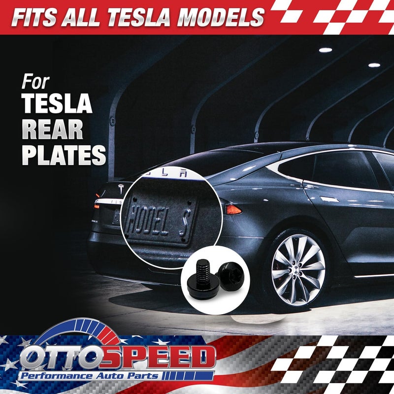 OttoSpeed Tesla Rear License Plate Screws - Antitheft, Rustproof Black Stainless Steel Plate Screw Kit for Fastening Back Plates and Frames on Model 3, S, Y, X, Cybertruck - Extra Length for Thin Frame (8mm) - Image 2